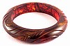 BB65 rootbeer leaf/pineapple carving bakelite bangle